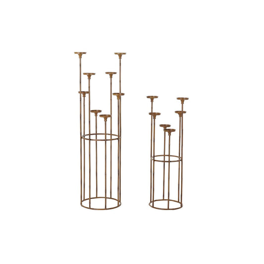 Candleholder DKD Home Decor Copper Metal 38 x 38 x 110 cm (2 Units) (2 unidades)