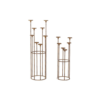 Candleholder DKD Home Decor Copper Metal 38 x 38 x 110 cm (2 Units) (2 unidades)