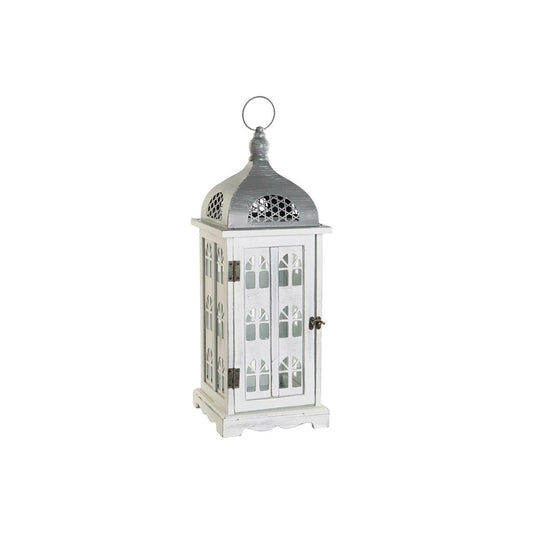 Lantern DKD Home Decor Aged finish White Grey Wood Crystal Mediterranean 19 x 19 x 51 cm