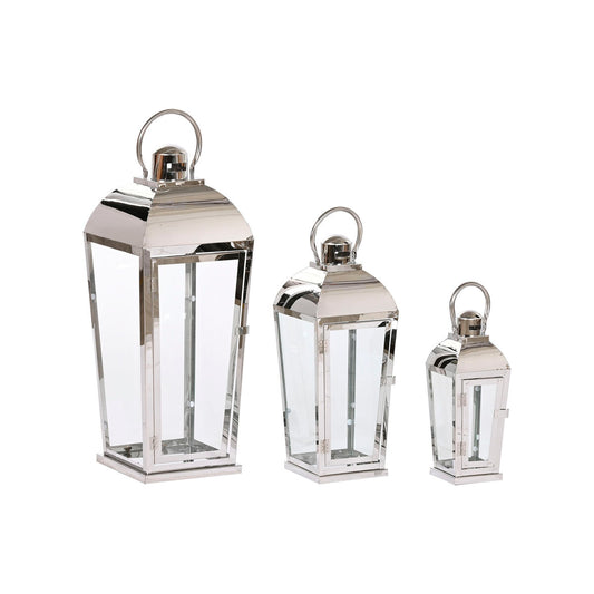 Lantern Home ESPRIT Silver Crystal Steel Chromed 23 x 23 x 60 cm (3 Pieces)