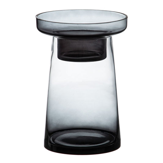 Candleholder 16,5 x 16,5 x 23,5 cm Grey Glass