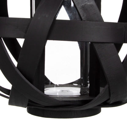 Lantern Candleholder Black Bamboo 30 x 30 x 26 cm
