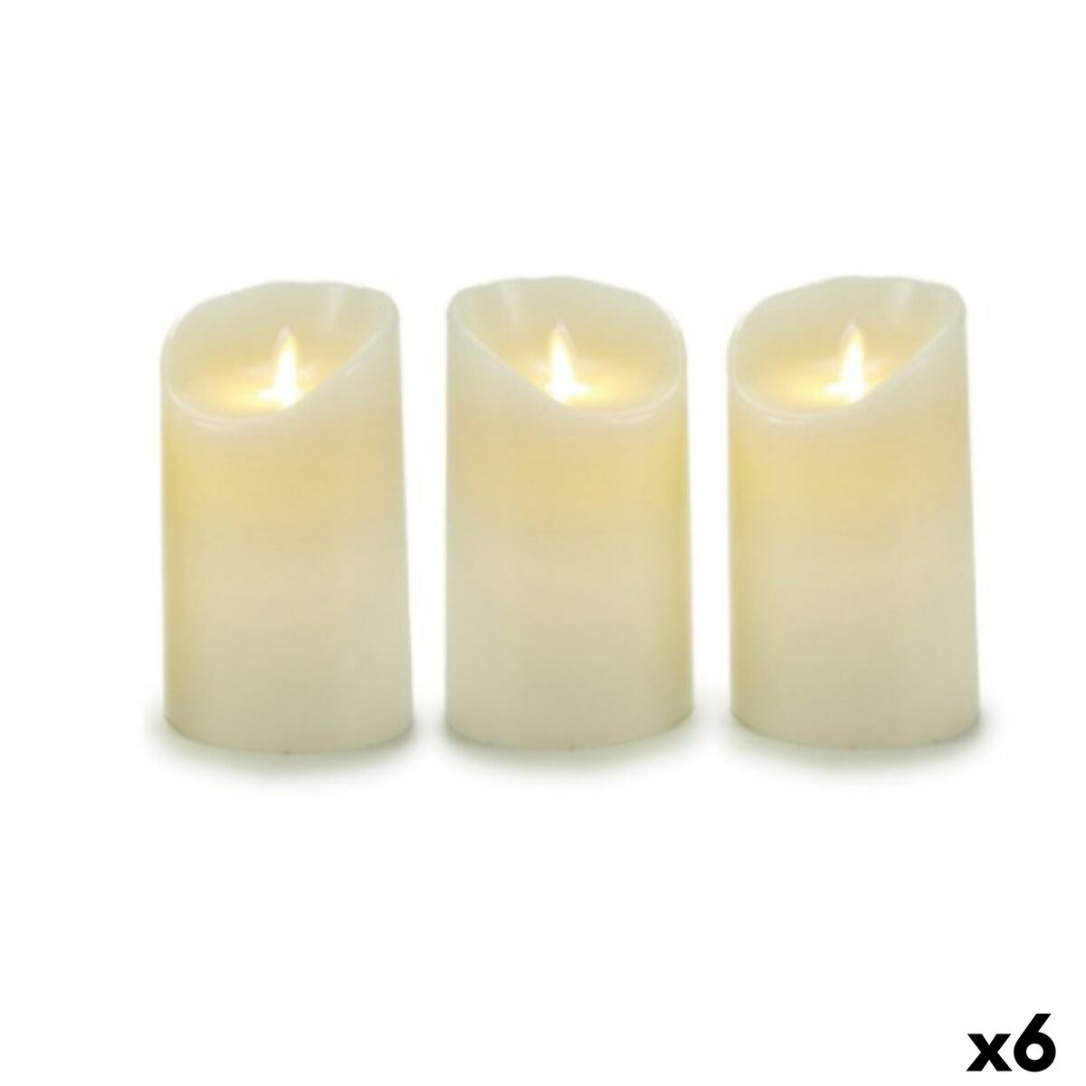 Candle Set Oscillation LED Cream 8 x 13 x 8 cm (6 Units)