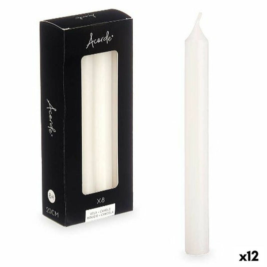 Candle Set White 2 x 2 x 20 cm (12 Units)