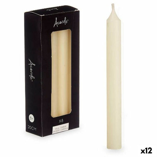 Candle Set Cream 2 x 2 x 20 cm (12 Units)