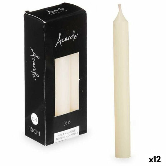 Candle Set 2 x 2 x 15 cm Cream (12 Units)